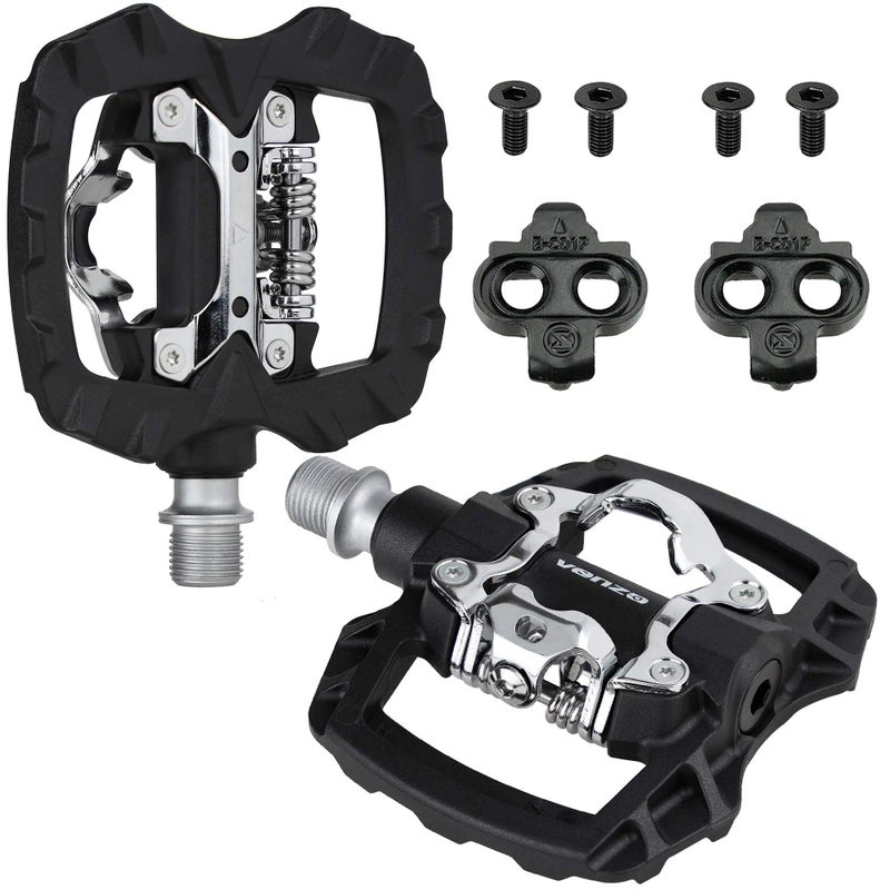Venzo Multi-Use Compatible with Shimano SPD Mountain Bike Bicycle Sealed Clipless Pedals - Dual Platform Multi-Purpose - Great for Touring, Road, Trekking Bikes -Light Engineering Thermoplastic - Image 2